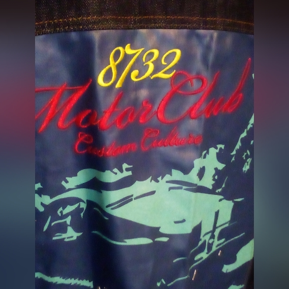 8732 Motor Club (Young Jeezy) Raw Denim Embroidered Hip Hop Jacket Men 2XL Blue - Picture 13 of 16